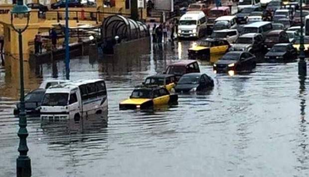 Alexandria streets flooded by rain