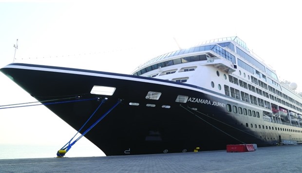 The 11-deck Azamara Journey is the second of the 32 ships expected to dock at the Doha Port this 2016/2017 cruise season. PICTURE: Jayan Orma