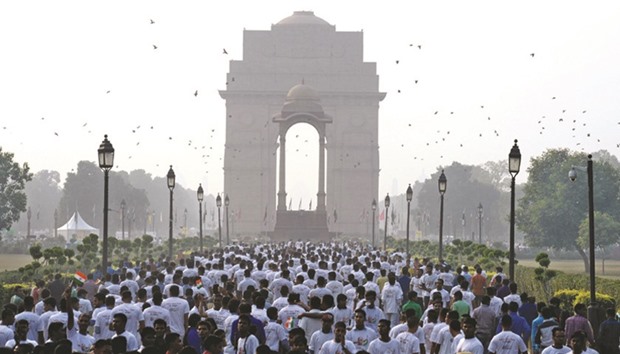 People take part in the u2018Run for Unityu2019 which was held to mark National Unity Day and flagged off by Prime Minister Narendra Modi, in New Delhi yesterday.