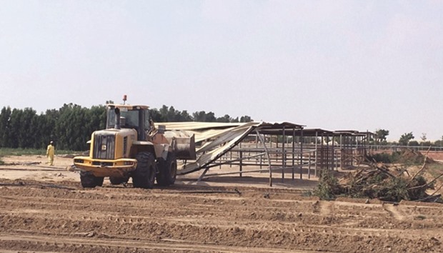 Encroachment on a state property being removed.