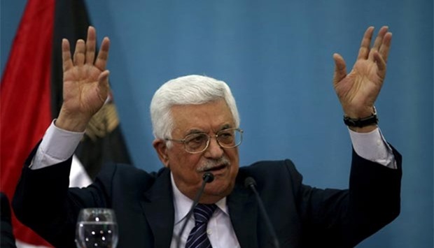 Palestinian President Mahmoud Abbas gestures as he speaks to the media in Ramallah in this file picture.
