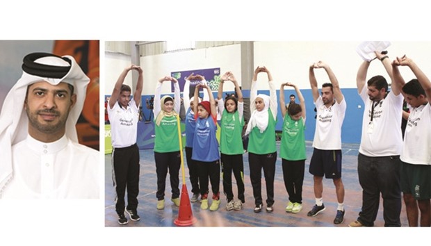 (Left photo) Nasser al-Khater, Assistant Secretary General for Tournament Affairs at the SC, was impressed by the presence of Xavi and the impact he had on the youngsters.  (Right photo) Al Sadd Sports Club star and Spanish football icon Xavi Hernandez (third right) was in Jordan last week to impart some of his skills on children living in a refugee camp.