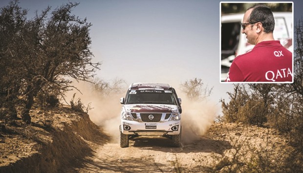 Adel Hussein Abdulla (also inset) in action with his T2 Nissan Patrol in Morocco.