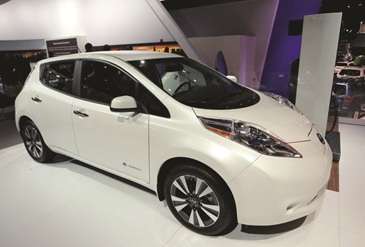 A Nissan Leaf electric car.