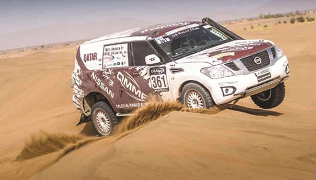 Adel Hussein Abdulla in action during the fourth stage of the OiLibya Rally of Morocco.