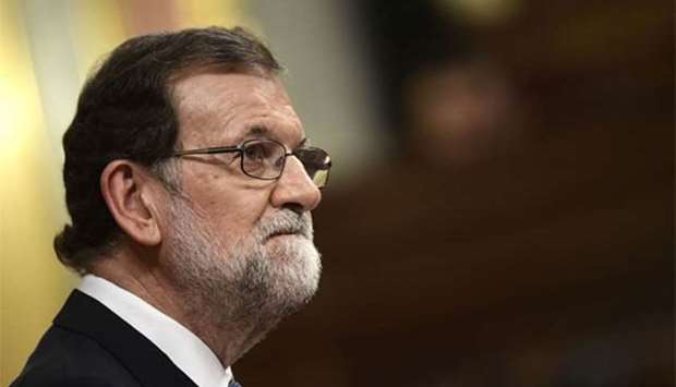 Prime Minister Mariano Rajoy looks on as he speaks at the Spanish Parliament in Madrid on Wednesday.