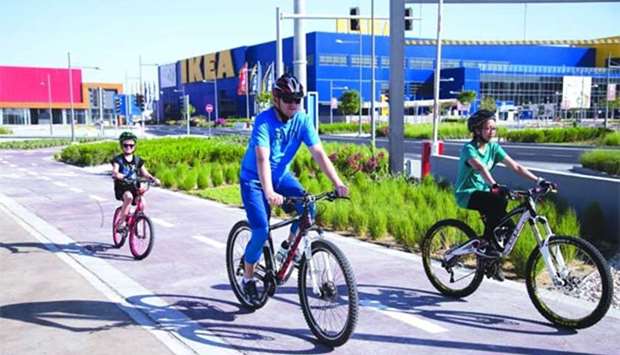 Doha Festival City's Outdoor Leisure Trail offers walking, running, and biking track for families.