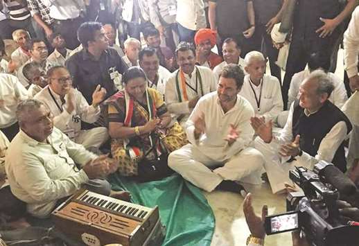 Congress vice president Rahul Gandhi attends a function at Kabir Temple in Dahod, Gujarat yesterday.
