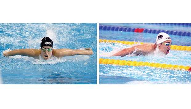 Qataru2019s Nada Mohammad Arakji and Yaqoub al-Khelaifi (right) will be in action at the FINA Swimming World Cup (25m) at Hamad Aquatic Centre this Wednesday and Thursday.