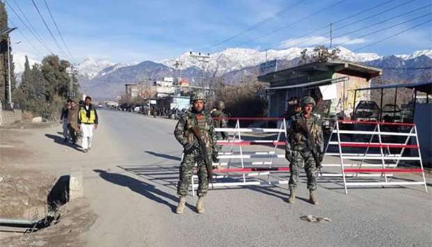 Pakistani soldiers standing guard at a checkpoint in Parachinar, capital of the Kurram tribal district, in this file photo taken in January this year.
