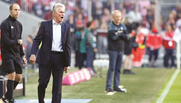 Bayern Munich coach Jupp Heynckes during the Bundesliga match against Freiburg in Munich, Germany, yesterday. (Reuters)