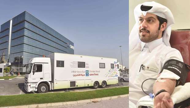 The initiative was held in conjunction with the Hamad Hospital Blood Donor Center. RIGHT: A QNB employee donating blood.