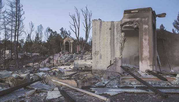 Houses destroyed by the Tubbs Fire near Fountaingrove Parkway in Santa Rosa.