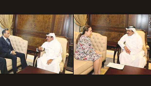 HE the Minister of Transport and Communications Jassim Seif Ahmed al-Sulaiti held separate meetings yesterday with the British ambassador to Qatar Ajay Sharma and the ambassador of Georgia Ekaterine Meiering-Mikadze. Bilateral relations in the fields of transportation and communication and means of further enhancing them were discussed during the meetings.