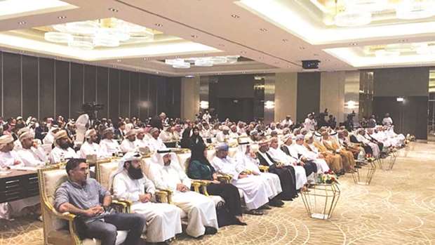 Gulf electricity and water corporations officials at the GCC-CIGRE meeting in Muscat yesterday.
