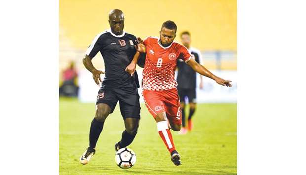 Umm Salalu2019s Yannick Sagbo (left) in action against Al Arabi during their QNB Stars League match earlier this month.