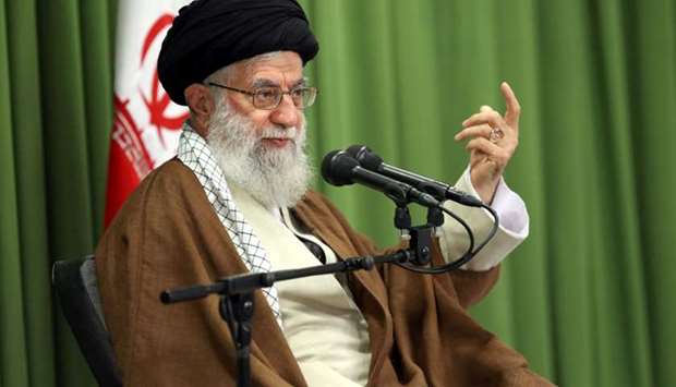 Iran's Supreme Leader Ayatollah Ali Khamenei gestures as he speaks during a meeting with students in Tehran, Iran.