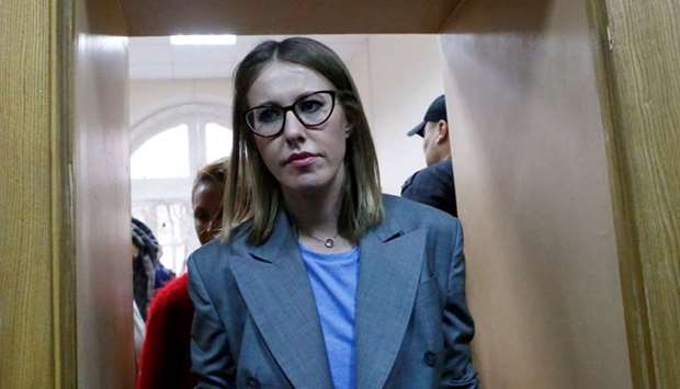 Russian TV personality Ksenia Sobchak arrives for a trial of Russian theatre director Kirill Serebrennikov, who was accused of embezzling state funds and placed under house arrest, in Moscow, Russia October 17, 2017. Reuters