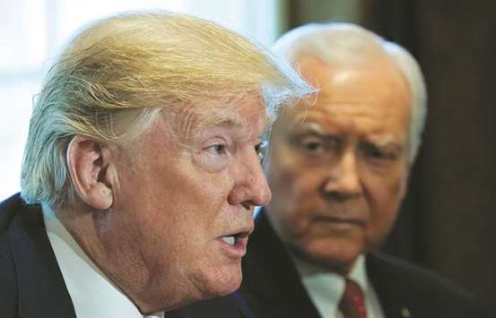 Senate Finance Committee Chairman Orrin Hatch and President Donald Trump at the White House in Washington.