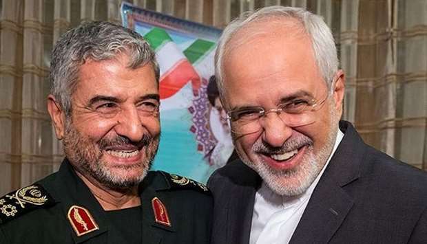 IRGC commander Mohammad Ali Jafari (L) and Iran's Foreign Minister Mohammad Javad Zarif