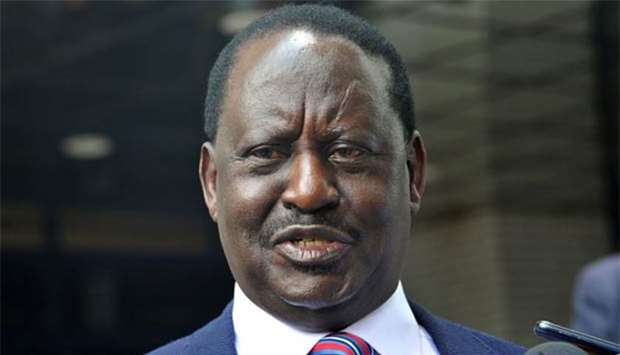Kenya's opposition leader Raila Odinga addresses the media in Nairobi on Thursday.