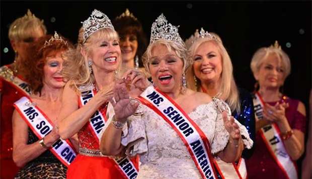 Carolyn Slade Harden is crowned Ms Senior America during the beauty pageant at the Resorts Casino Hotel in Atlantic City, New Jersey on Thursday.