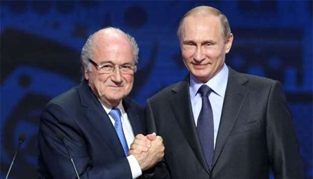 Sepp Blatter is seen with President Vladimir Putin in this file picture.