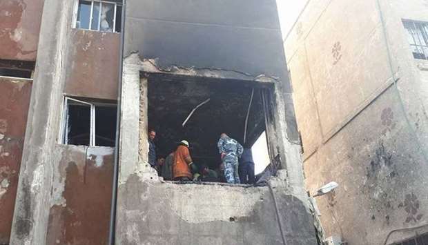 The police station building after the blast. Picture posted on social media.