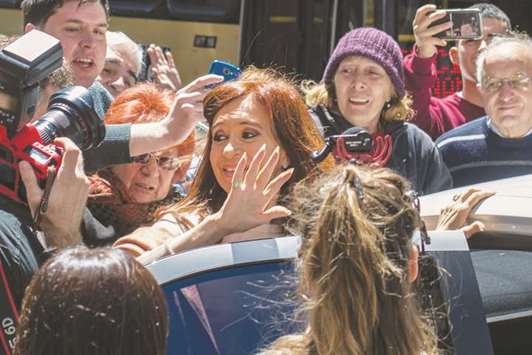 Argentinau2019s former President and Buenos Aires senatorial candidate for the Unidad Ciudadana Party, Cristina Fernandez de Kirchner leaving Patria Institute during legislative elections, in Buenos Aires, yesterday.