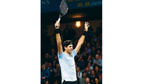 Argentinau2019s Juan Martin del Potro celebrates after winning the Stockholm Open. (AFP)