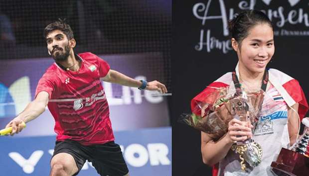 Indiau2019s Srikanth Kidambi won his third Superseries title of the season at the Denmark Open yesterday. Right: Ratchanok Intanon of Thailand poses with her trophy after winning the Denmark Open in Odense. (Reuters)