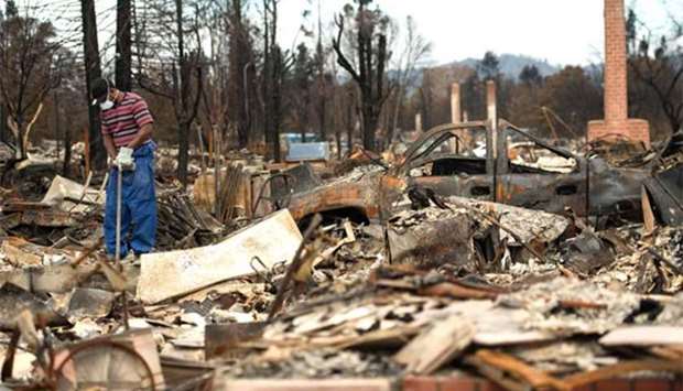 A man surveys a burned property in Santa Rosa last week.