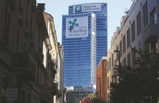The headquarters of the Lombardy regional government is seen in downtown Milan.