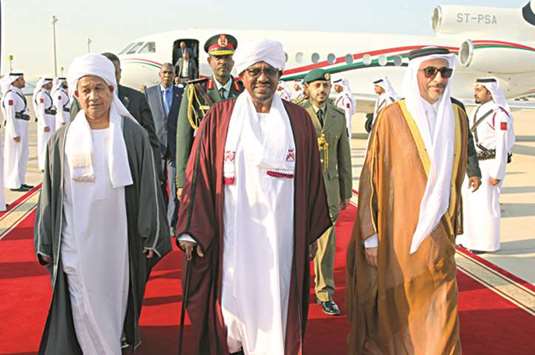 Sudan President Field Marshal Omar al-Bashir arrived yesterday in Doha for an official visit to Qatar. The Sudanese president and the accompanying delegation were welcomed upon arrival at Hamad International Airport by HE the Minister of Culture and Sports Salah bin Ghanem bin Nasser al-Ali, Qataru2019s ambassador to Sudan Rashid Abdulrahman al-Nuaimi and Sudanu2019s ambassador to Qatar Fatah al-Rahman Ali Mohammed Omar.