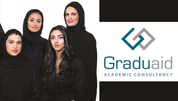 ENTREPRENEURS: A group photo of the founding members of Graduaid. Front left is Sara al-Fardan, front right is Dana El-Ghazal, back left is Ameera al-Ansari and back right is Yara Darwish.
