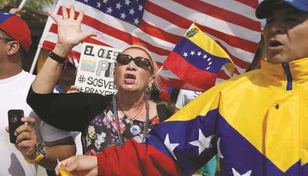 Expats in Miami show their support for anti-government protests in Venezuela in this file photo.
