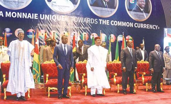 (From left) Nigeriau2019s President Muhammadu Buhari, Togou2019s President Faure Gnassingbe, Nigeru2019s President Mahamadou Issoufou, Ivory Coast President Alassane Ouattara and Ghanau2019s President Nana Akufo Ado attend the opening of a summit of heads of state of the Economic Community of West African States in Niamey yesterday.