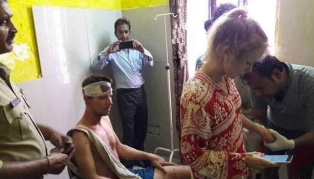 The Swiss couple  getting treatment at a hospital in Delhi