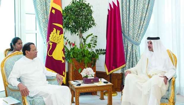 His Highness the Emir Sheikh Tamim bin Hamad al-Thani and Sri Lankan President Maithripala Sirisena holds talks at the Emiri Diwan on Thursday.