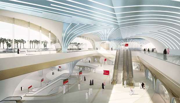 An artist's impression of a Doha Metro station