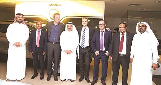 Ibin Ajayan Group chairman Mohamed bin Mahdi bin Ajayan, Stefan Timmermann, Ayman Farouk and other officials at the launch of Skoda Kodiaq in Doha at the re-branded Ibin Ajayan Automobiles showroom.