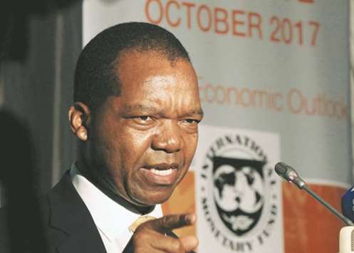 Reserve Bank of Zimbabwe Governor John Mangudya speaks during the launch of the Sub-Saharan Africa Economic Outlook in Harare yesterday.