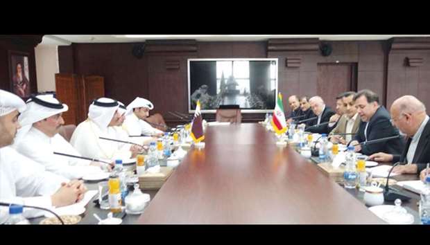 The Qatari delegation, led by HE Jassim Seif Ahmed al-Sulaiti, during a meeting with the Iranian side in Tehran yesterday.