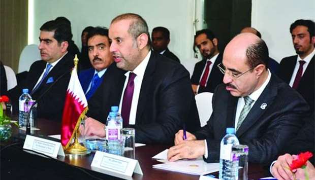 HE Sheikh Ahmed chairing the second session of the Qatari-Sri Lankan joint committee on economic, commercial and technical cooperation in Colombo on Tuesday.
