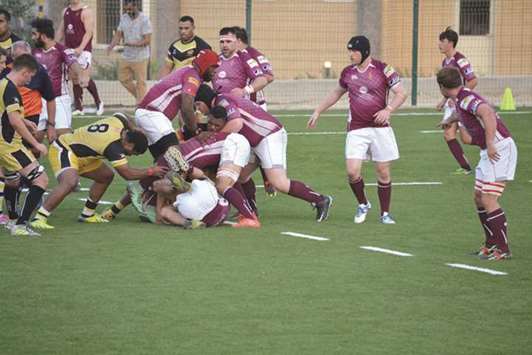 Action from the match between Doha RFC and Kuwait Scorpions.