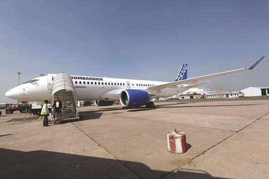A Bombardier C-series aircraft is seen at an airport during its static demo event in New Delhi. Francois Cognard, head of Asia Pacific sales at Bombardier, said the company is very focused on expanding into Asia, as it sees the region, and India for sure, as the growth engines of the sector.