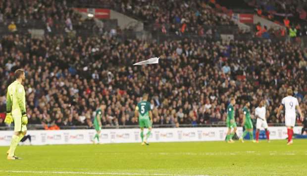 Englandu2019s fans had long given up on Thursdayu2019s game against Slovenia at Wembley and were entertaining themselves by launching paper aeroplanes towards the pitch by the time Harry Kane stabbed in a predatory 94th-minute winner. (Reuters)