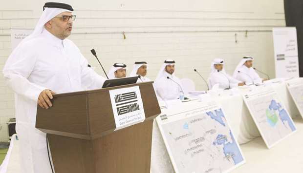 Ashghalu2019s president Dr Eng. Saad bin Ahmed al-Muhannadi speaking during a meeting with community leaders of the city at Al Khor Sports Club. PICTURE: Ram Chand
