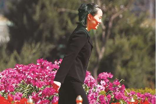 The smartly dressed Kim Yo-jong, her hair usually pulled back in a ponytail and mostly seen in black suits and black-heeled shoes, made her first debut on state media in December 2011, seen standing tearfully next to Kim Jong-un at the funeral of their father.