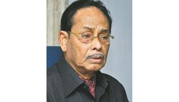 H M Ershad speaks during a press conference in Dhaka.